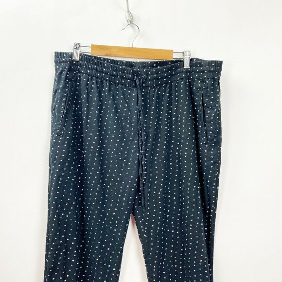 Caslon XL NWOT Womens Black Print Elastic Tie Waist Palazzo Pants - Picture 2 of 6